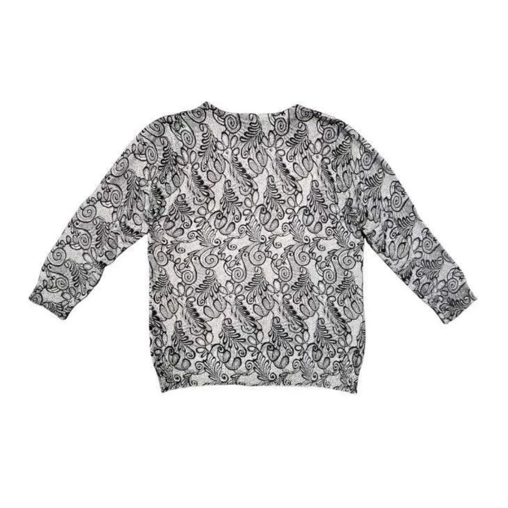 Joseph A. Button Down Cardigan Sweater Paisley Print Womens Size XL - Picture 2 of 4